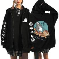 Anime Totoro Megztiniai Vyriški ir Moteriški Striukės su užtrauktuku Megztiniai su gobtuvu Kasdieniai hiphopo megztiniai su užtrauktuku M gray