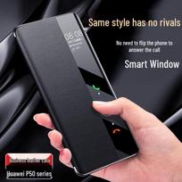 Ekakashop Huawei Smart Window Apverčiamas odinis telefono dėklas Huawei P50/50e Universal gray
