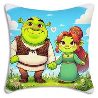 Fantasy Movie Funny Shrek Pillow Covers Cartoon Sofa Decorative Home Double-Sided Printing Short Plush Cute Cushion Cover Linen 50*50(CM)-1Pcs