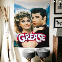 Grease Movie Wall Tapestry Aesthetic Wall Hanging Printed Fabric Blanket Decorative Tapestries for Bedroom Living Room Home Decor 100cm x 150cm gray