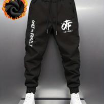 Otf-family Men Jogger Pants Pocket OTF Only The Family Print, Brush Stroke Letter Graphic on Leg, Elastic Drawstring Soft Sweatpants for Streetwear S juoda