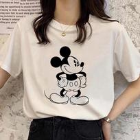 Retro Disney animacinis moteriškas marškinėlis Pelėda Mikis Harajuku medvilninis marškinėlis Madingi moteriški marškiniai Vasaros viršus trumpomis rankovėmis marškinėlis M black