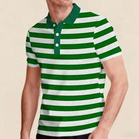 Essential striped short-sleeve polo shirt, comfortable and versatile for daily wear. M green
