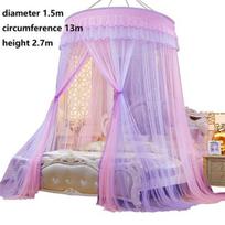 Romantiškas princesės kupolo tinklelis nuo uodų gradientas, dvigubos spalvos nėriniuotas lovos baldakimas Trijų durų pakabinamas lovos tinklelis double bed white