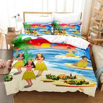 Surfboard Comforter Cover Summer Sea Surfing Theme Duvet Cover Ocean Theme Bedding Set for Kids Teens Quilt Cover +Pillow Cases EU Single 135*200cm/53x79in 3pcs blue