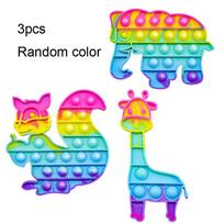 3Pcs Rainbow Pop Push Bubblle Fidget Anti Stress Relief Toys For Adult Children Special Needs Sensory Toys Interactive Toys yellow