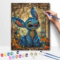 Disney Stained Glass Stitch Paint By Number Kit Number Drawing Canvas DIY Picture Home Decor Art Wall Hanging Craft Gift Room Decor Gift 50x70cm beige
