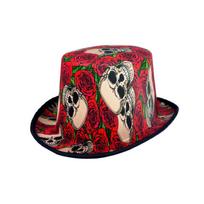 Halloween Skeleton Rose Top Hat for Costume Party Accessory One Size raudona