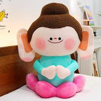 Large-sized Buddha Doll Shanxi Datong Good Gift Cultural and Creative Doll Lotus Small Buddha Doll Buddha Big Companion Plush Toy 43CM blue