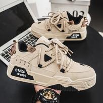 2026 Spring Men's Casual Sports Shoes New Fashi Trend Low Top Shoes Comfortable Versatile Thick Soled Lace Up Chunky sneakers 44 chaki