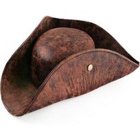 Pirate-Hat Women Tricorn Brown Pirate Men Leather Faux Leather Vintage Wrinkle Distressed black