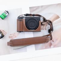 Ricoh GR III IV Handgrip Style Protective Case With Strap Microfiber Camera Pouch Compact Street Photography GR3-4 Microfiber Grip Case - Coffee with Strap gray