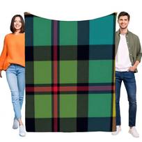 Vibrant Green Black Red Blue Tartan Plaid Fleece Blanket Super Soft Cozy Warm Throw for Bed Sofa Living Room Dorm Home Decor Chr Size: 75*100cm, Weight: 230 GSM blue