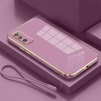 For vivo V20 SE dėklas Vivo Y70 telefono dėklas V20SE prabangus dengtas tiesaus krašto minkštas TPU dangtelis V2022 V2023 apsaugantis nuo smūgių kamerą Coque For vivo V2023&Case & Strap gray