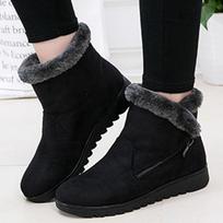 Winter Warm Women Snow Boots Platform Casual Shoes Plus Size Ladies Boots Zipper Woman Fur Waterproof Ankle Botas Mujer Shoes 38 black