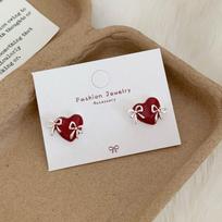 Real 925 Silver Hollow Bowknot Heart Hoop Earrings For Women Classic Fine Jewelry Niche Light Accessories brown