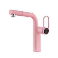 Vonios praustuvo maišytuvas su ištraukiamu dušeliu karštam ir šaltam vandeniui, apsaugantis nuo taškymosi, praustuvo maišytuvas, kriauklės maišytuvas (pink,G1/2) rožinė