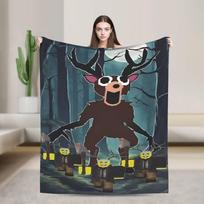 99 Naktys Miške Elnias Flanelinis Pledas Siaubo Žaidimas Namams Megztas Pledas Kelioninis Super Minkštas Kvėpuojantis 80cmx120cm gray