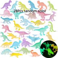 28pcs Glow-in-the-Dark Dinosaur Toy - Vibrant Mini Luminous Dinosaurs, Ideal for Birthday Party Favors  Event Decorations Gift white