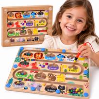 Medinė magnetinė lenta mokymuisi skaičiuoti ir spalvoms pažinti ZOO MAZE ZA6258