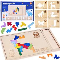 Medinis dėlionės žaidimas TETRIS 6 gyvūnai + pikselių kaladėlės ZA6244
