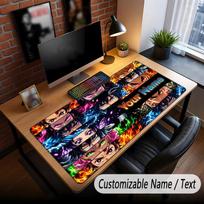 Custom Name Extended Mouse Pad,Demon Slayer Gaming Desk Mat For Home Office Desktop Decor 30cmx60cm brown
