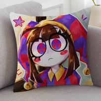 GAME The Amazing Digital Circus Cartoon Series Square Pillowcase Soft Waist Sofa Cushion Cover Bedroom Room Pillowcase 30cmx30cm(12x12Inch) black