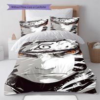 Naruto Big Eyes Chibi Bedding Set Anime Duvet Cover Polyester Soft Bed Linen Set -QJY EU Single 135*200cm/53x79in 3pcs gray