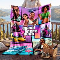 Warm Flannel Blanket GTA Pattern, Lightweight Comfortable Throw Blanket for Bed Sofa Use 80cmx120cm black