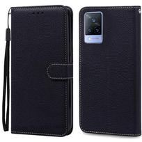 Dėklas Vivo V21 Silikoninė piniginė Atverčiamas telefono dėklas skirtas Vivo V2050 V2066 V2108 VivoV21 Odinis dėklas Coque skirtas Vivo V21 5G Fundas for Vivo V2066 V2108 juoda