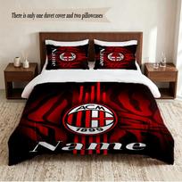 AC Milan Personalized Custom Name 3‑Piece Bedding Set Soft Duvet Cover Set For Bedroom Home Decor 135cmx200cm