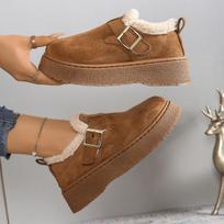 Sagtys Moteriški sniego batai Dirbtinio zomšo Trumpo pliušo Žieminiai batai Moteriški Minkšti Storas padas Šilti Ankle Boots 36RU/CN37 ruda