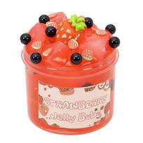 Festive 70ml Strawberry Kiwi Crystal Slime, Glitter Foam Ball Clear Slime Playset for Stress Relief  Holiday Gift Presenting red