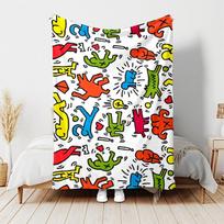 1 vnt. pledas Keith Haring Ascending2 spausdintas dizainas, lengvas pledas sofai, lovai – minkštas ir šiltas, dovana visiems sezonams, pvz., Kalėdoms, Helovinui 130cmx150cm