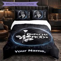 Depeche Mode Customized Name Text Bedding Set, 1 Duvet Cover & 2 Pillowcases Personalized Bedroom Gift 135cmx200cm white
