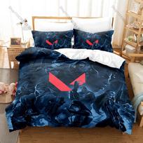 3D Print VALORANT Jett Bedding Set Kawaii Gaming Duvet Cover Pillowcase Set Soft Breathable Home Textile Bedroom Decor EU Single 135*200cm/53x79in 3pcs black
