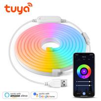 5 V USB Tuya Smart WiFi LED juostos šviesos žaidimų kambario Ruban RGB neoninės LED juostos Darbas su Alexa / Google Home, skirtas namų dekoravimui 2M-USB