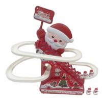 Yousheng Christmas Climbing Stairs Slide Toy with Music LED Light Toddlers Electric Musical Santa Ski Slope Toy with 5 Snowmen Roller Coaster Sliding A gray