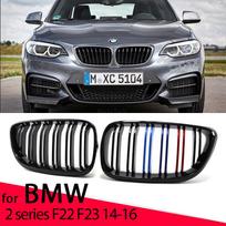 Car Front Bumper Grilles Kidney Racing Grill For BMW 2 series F22 F23 F87 M2 2014-19 Double Slat Replacement Grille Accessories All Black gray