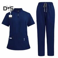 2 vnt. slaugytojo uniformos šveitimo rinkinys medicinos sesers gydytojui ligoninės personalo bėgimo kostiumui su keliomis kišeninėmis kelnėmis, tampriomis, patogiomis darbo aprangomis S blue