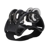 Foot Tambourine Shaker Percussion   Set Metal Jingle   Musical Instrument Accessories black