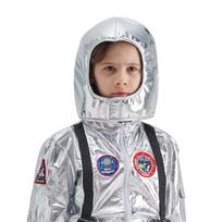 Astronautas Helovino kosminis kostiumas: Sidabro ir oranžinis piloto kostiumas iš filmo „Keliaujanti žemė“ Small white