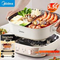 Midea 5,5 L dviejų skonių daugiafunkcinis elektrinis karštasis puodas white