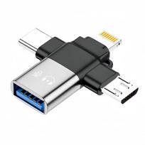 3-in-1 Micro Type-C Lightning to USB 3.0 Adapter for iPhone Silver