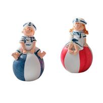 Dervos amatai Jūros poros lėlės statulėlė Pakrantės temos poros figūrėlės modelis Įėjimas Style 3 gray