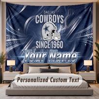 Custom Name Text Tapestry Dallas Cowboys Personalized Polyester Wall Tapestry For Bedroom And Room 150cmx200cm
