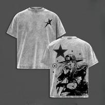 Zeppeli Giros Spausdinti Marškinėliai Anime JoJo Keisti Nuotykiai Drabužiai Vyrams Moterims Medvilniniai Marškinėliai Retro Skalbti Marškinėliai Harajuku Viršutiniai Drabužiai S gray