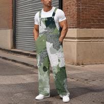 Men's Loose Fit Cargo Bib Overalls Wide Leg Jumpsuit with Multi-Function Utility Pockets M gray