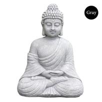 9 Inch Vintage Garden Buddha Statue Indoor Outdoor Garden Zen Buddhism Figurine Sculpture Home Office Store Decor Ornament gray