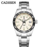 CADISEN New 38mm Diver Mens Watch Japan 8215 Automatic Mechanical Sapphire Glass Date Luminous 100M Waterproof Wrist Watch Men white